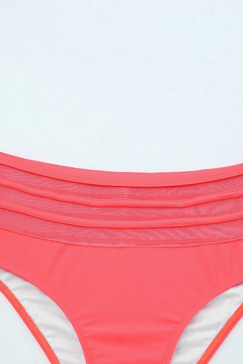 Blue Zone Planet | Fiery Red Scalloped Criss Cross High Waist Bikini Blue Zone Planet