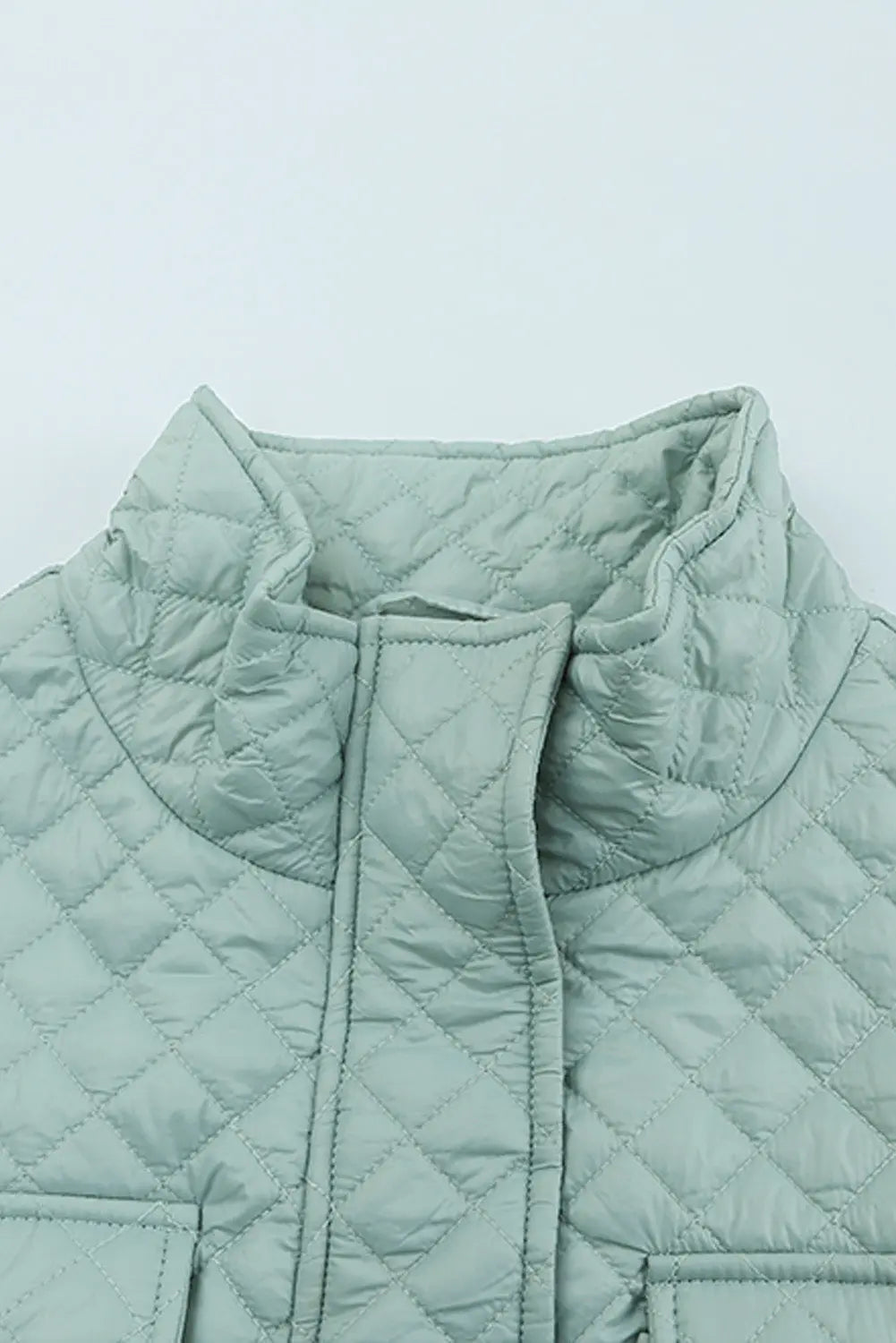 Blue Zone Planet | Green Quilted Pocketed Zip-up Cropped Jacket Blue Zone Planet