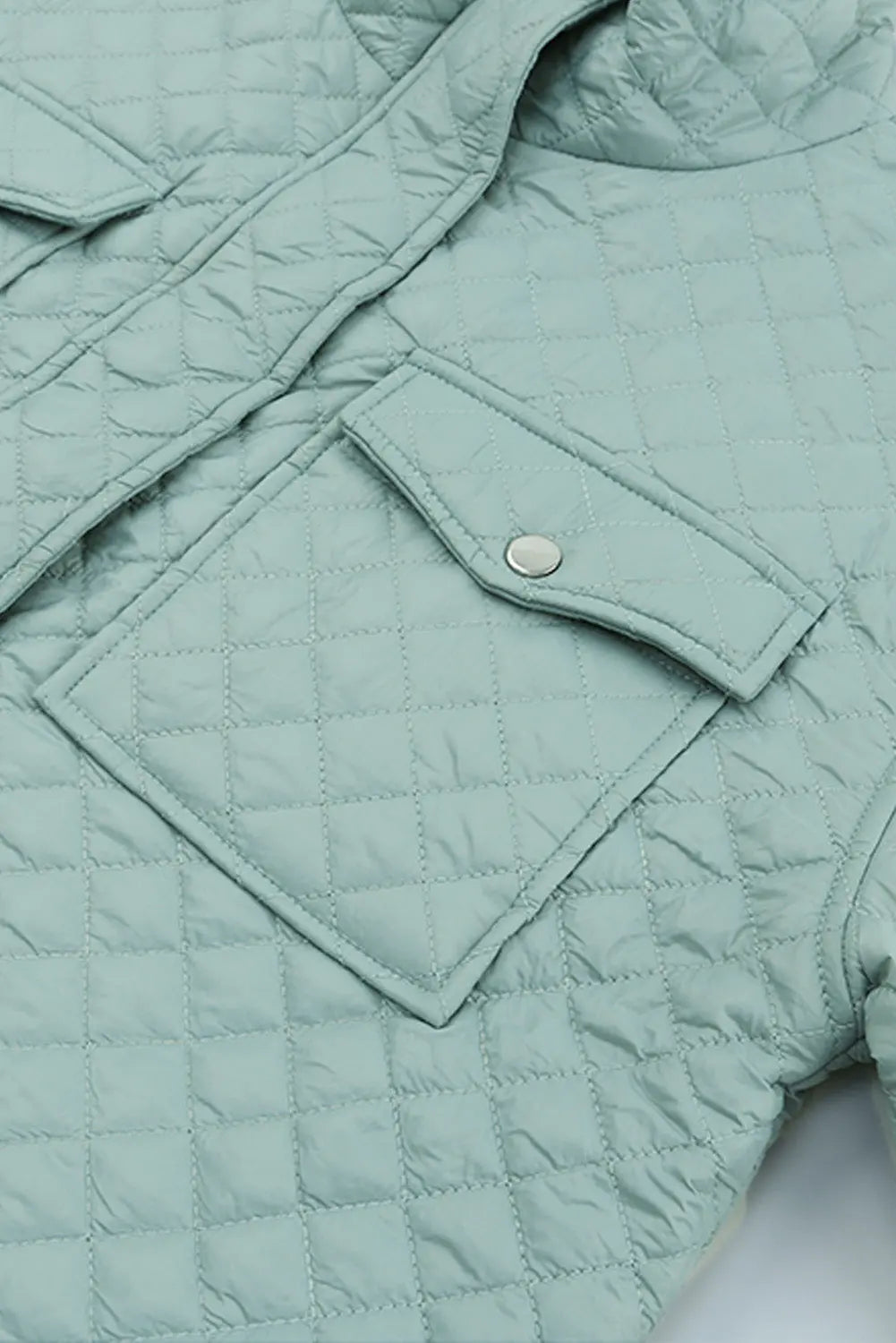Blue Zone Planet | Green Quilted Pocketed Zip-up Cropped Jacket Blue Zone Planet