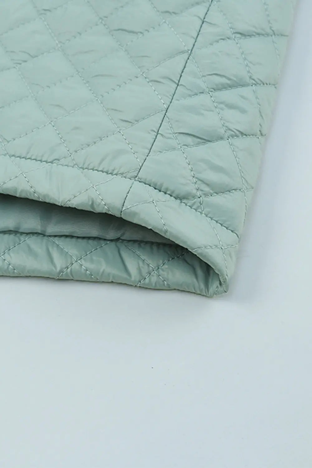 Blue Zone Planet | Green Quilted Pocketed Zip-up Cropped Jacket Blue Zone Planet
