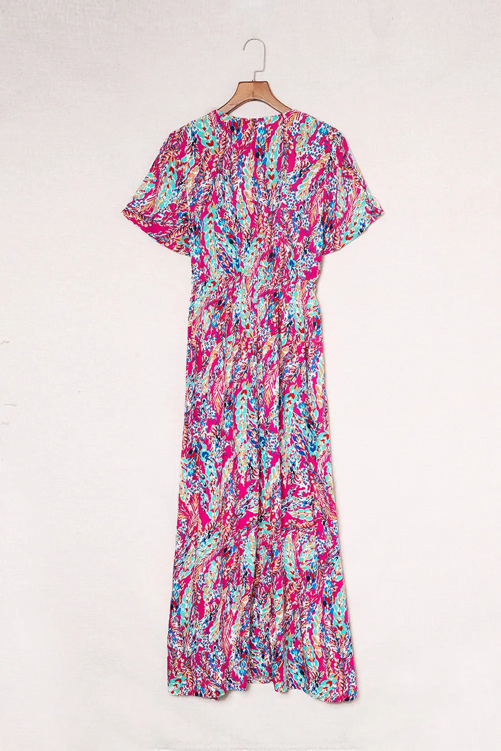 Blue Zone Planet | Green Wrap V Neck Floral Maxi Dress Blue Zone Planet