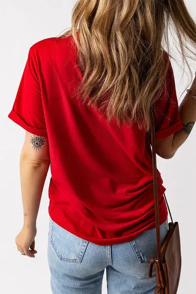 Blue Zone Planet | Heart Round Neck Short Sleeve T-Shirt BLUE ZONE PLANET