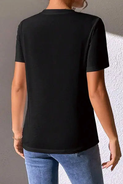 Blue Zone Planet | Heart Sequin Round Neck Short Sleeve T-Shirt BLUE ZONE PLANET