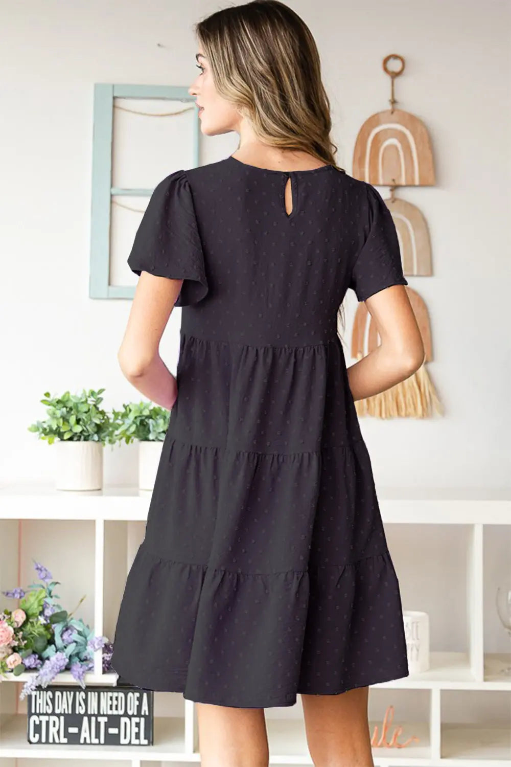 Blue Zone Planet | Heimish Swiss Dot Short Sleeve Tiered Dress BLUE ZONE PLANET