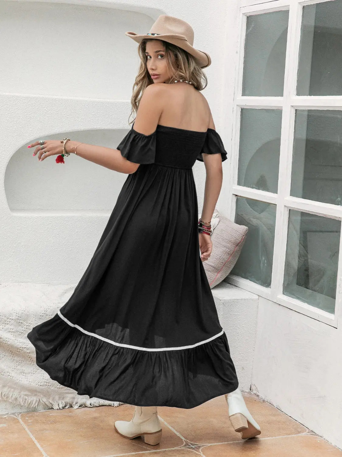 Blue Zone Planet | High-Low Off-Shoulder Dress BLUE ZONE PLANET