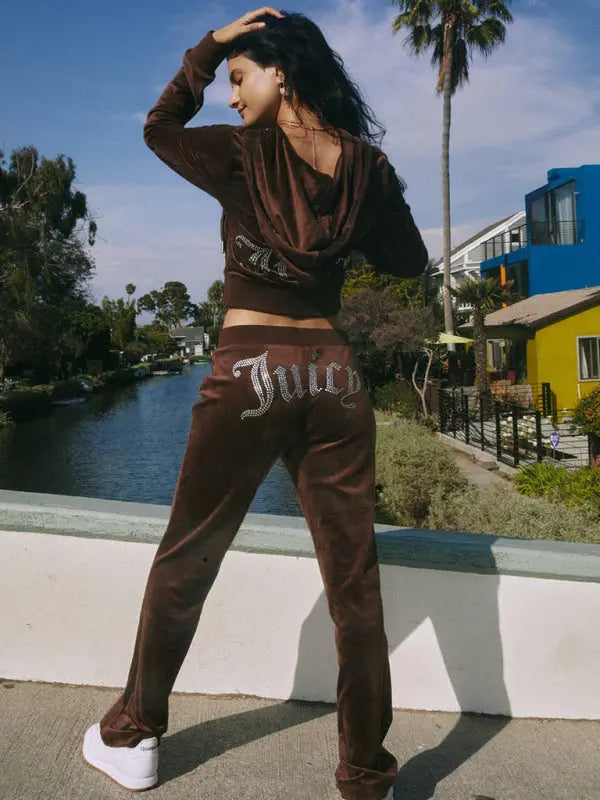 Blue Zone Planet | Hot diamond Korean velvet sports and leisure suit two-piece set BLUE ZONE PLANET
