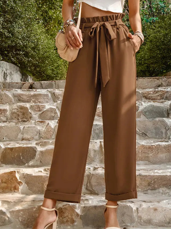 Blue Zone Planet | Janet's Woven Solid Color Commuter Trousers kakaclo