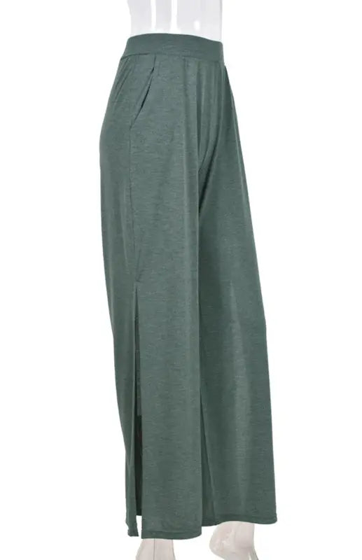 Blue Zone Planet | Knit Trousers Tied Open Slits BLUE ZONE PLANET