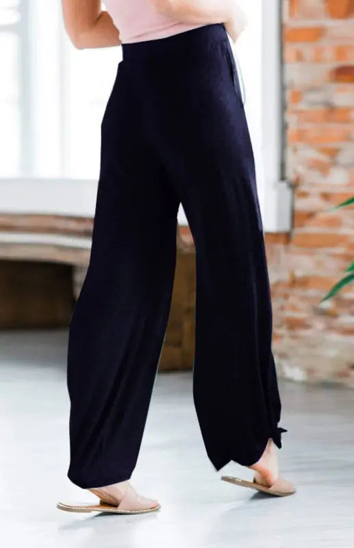 Blue Zone Planet | Knit Trousers Tied Open Slits BLUE ZONE PLANET