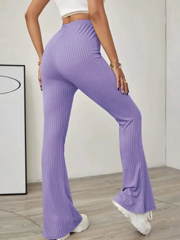 Blue Zone Planet | Knitted High Waist Flared Trousers BLUE ZONE PLANET