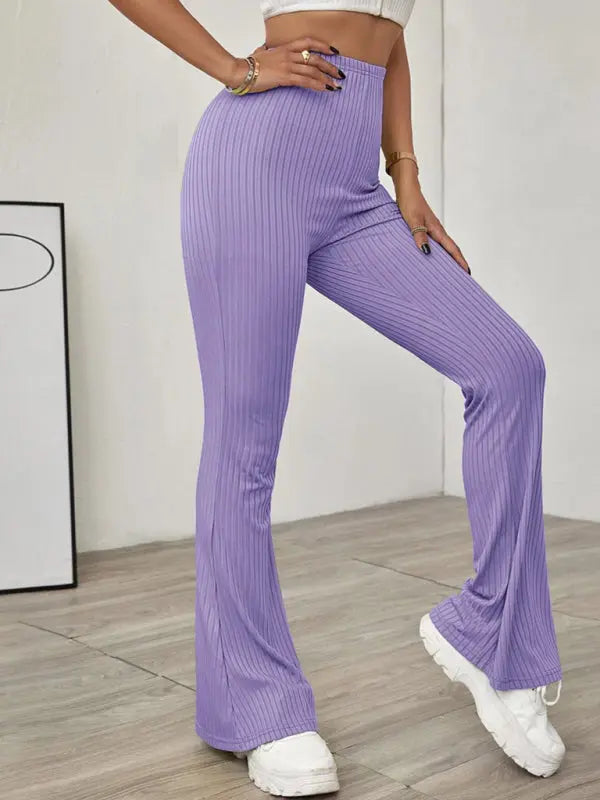 Blue Zone Planet | Knitted High Waist Flared Trousers BLUE ZONE PLANET
