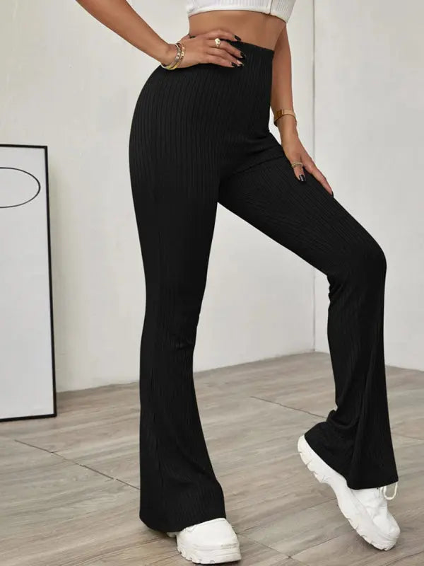 Blue Zone Planet | Knitted High Waist Flared Trousers BLUE ZONE PLANET