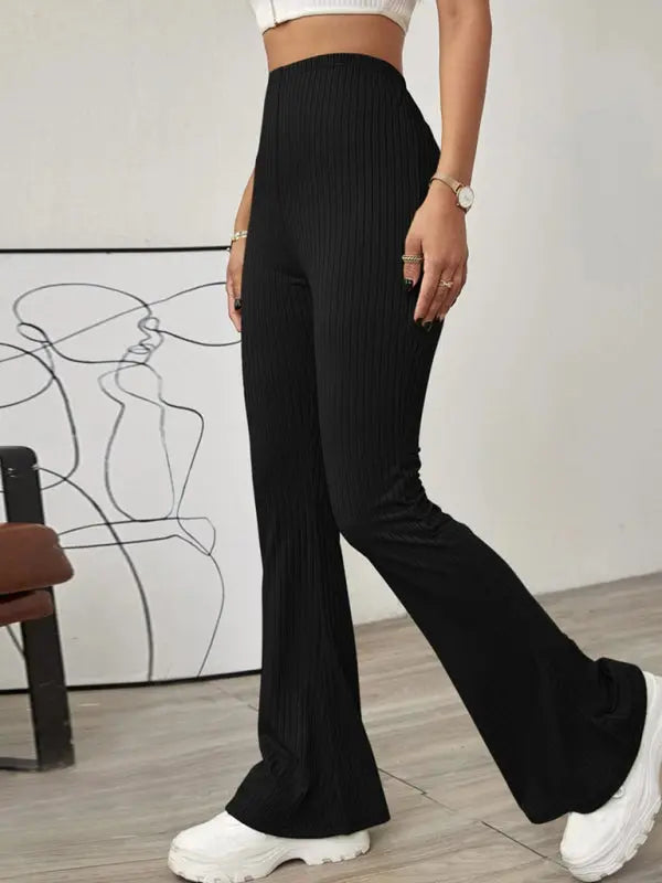Blue Zone Planet | Knitted High Waist Flared Trousers BLUE ZONE PLANET