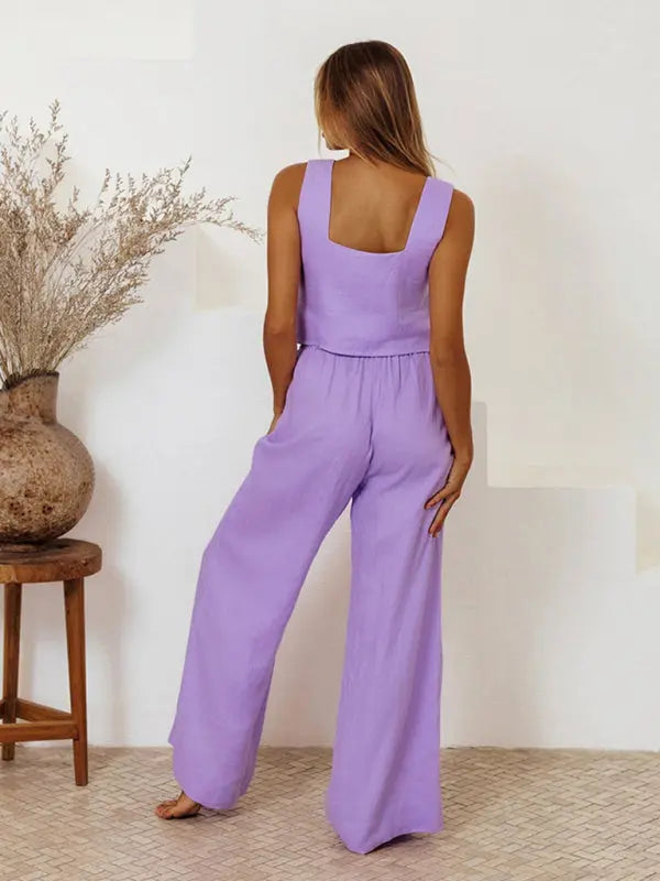 Blue Zone Planet | Ladies Vest Sleeveless Trousers Loose Suit Suit BLUE ZONE PLANET