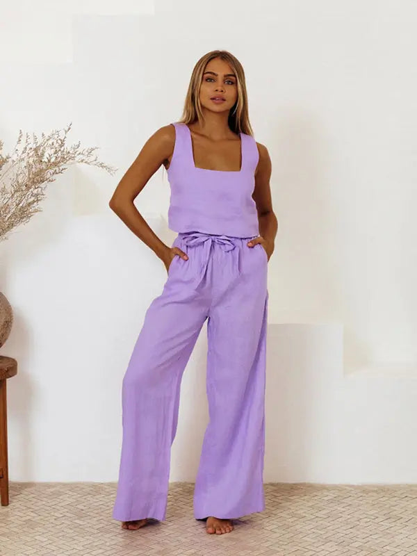 Blue Zone Planet | Ladies Vest Sleeveless Trousers Loose Suit Suit BLUE ZONE PLANET