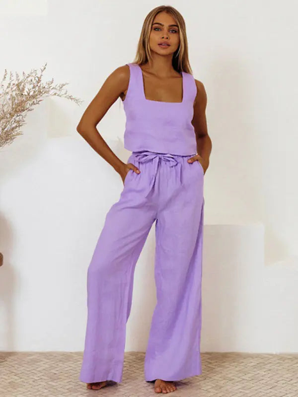 Blue Zone Planet | Ladies Vest Sleeveless Trousers Loose Suit Suit BLUE ZONE PLANET