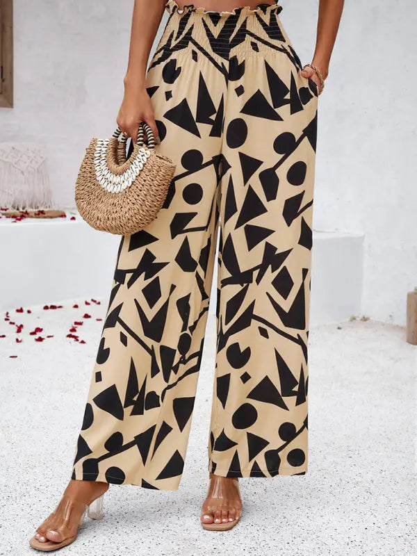 Blue Zone Planet | Laura's elegant geometric print loose trousers kakaclo