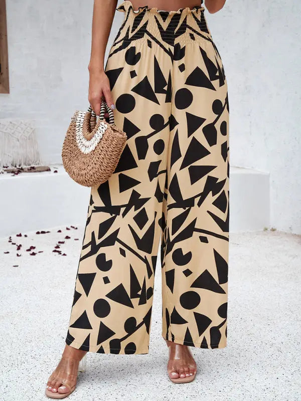 Blue Zone Planet | Laura's elegant geometric print loose trousers kakaclo