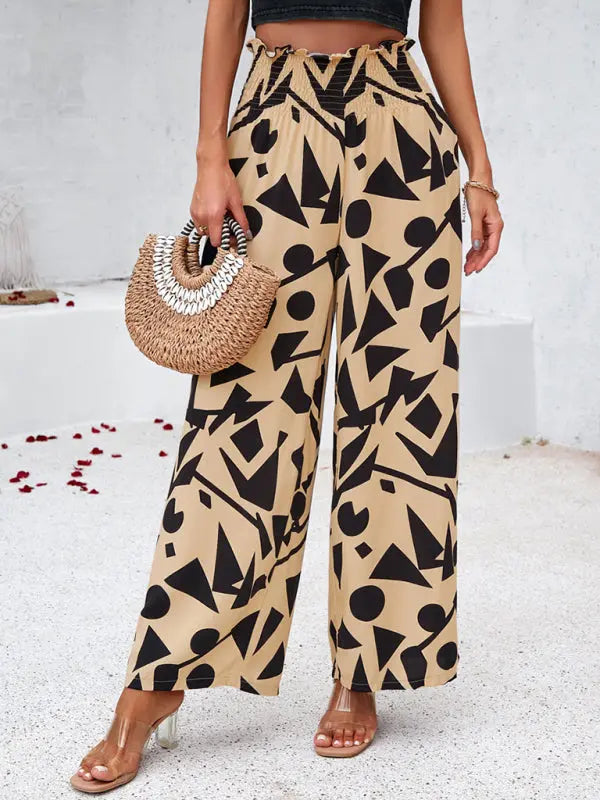 Blue Zone Planet | Laura's elegant geometric print loose trousers kakaclo