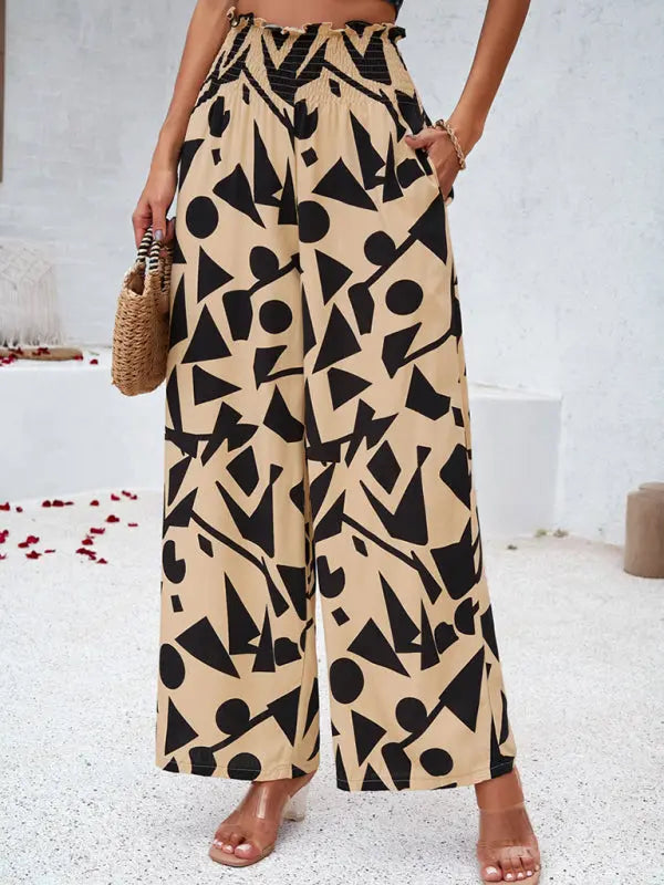 Blue Zone Planet | Laura's elegant geometric print loose trousers kakaclo