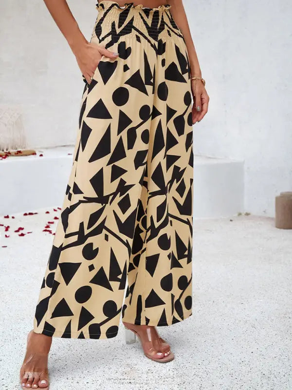Blue Zone Planet | Laura's elegant geometric print loose trousers kakaclo