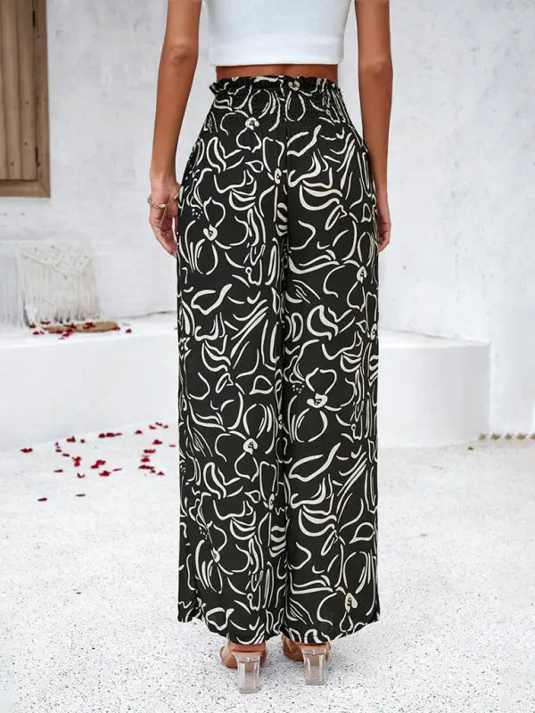 Blue Zone Planet | Laura's elegant geometric print loose trousers kakaclo