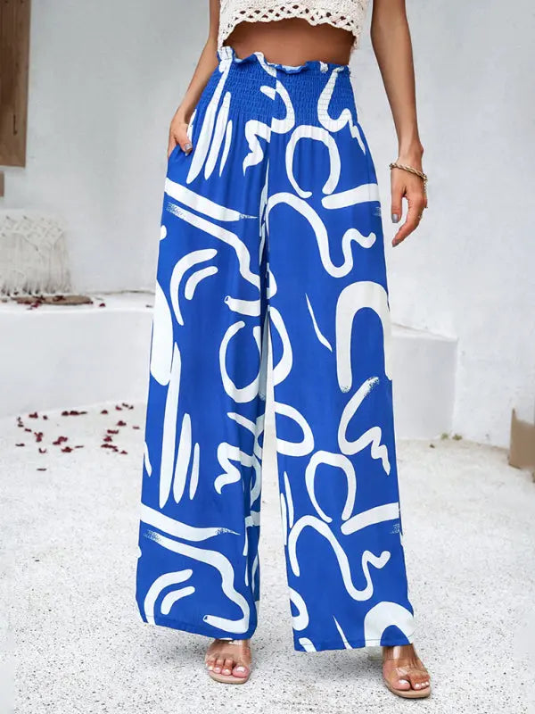 Blue Zone Planet | Laura's elegant geometric print loose trousers kakaclo