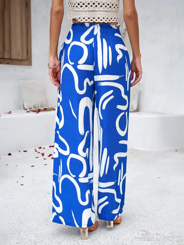 Blue Zone Planet | Laura's elegant geometric print loose trousers kakaclo