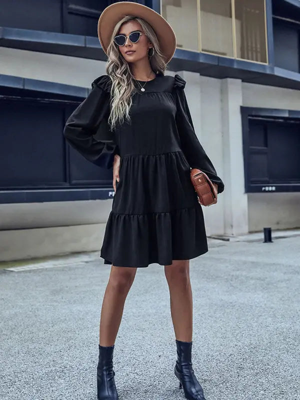 Blue Zone Planet | Lola's Long-sleeved Tiered Mini Dress BLUE ZONE PLANET