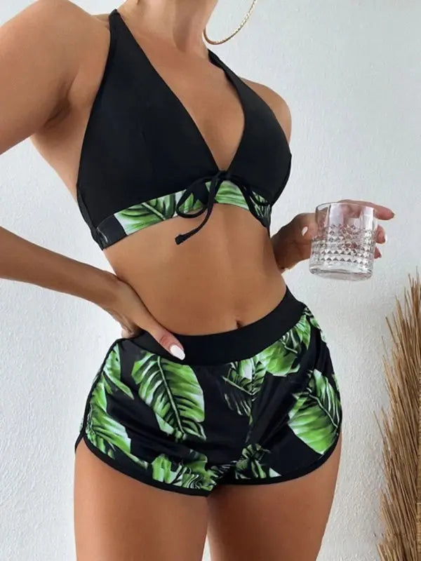 Blue Zone Planet | Lucy's multi-color printed bikini three-piece set BLUE ZONE PLANET