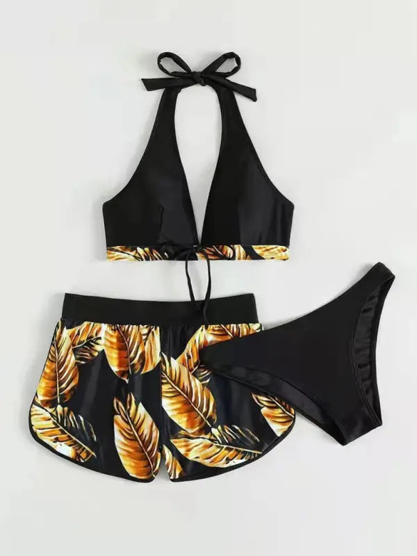 Blue Zone Planet | Lucy's multi-color printed bikini three-piece set BLUE ZONE PLANET