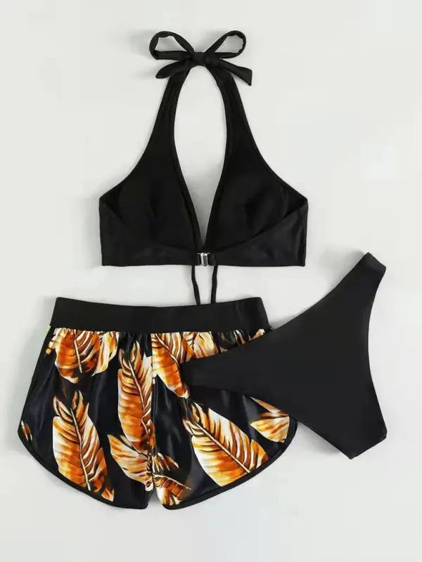 Blue Zone Planet | Lucy's multi-color printed bikini three-piece set BLUE ZONE PLANET