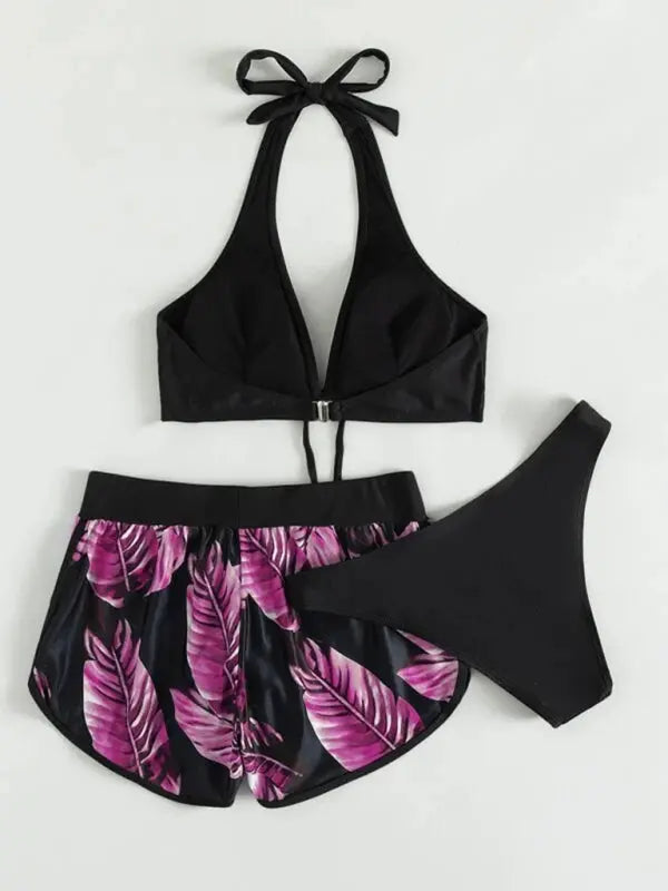 Blue Zone Planet | Lucy's multi-color printed bikini three-piece set BLUE ZONE PLANET