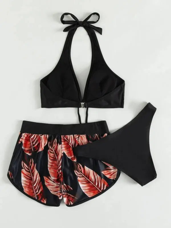 Blue Zone Planet | Lucy's multi-color printed bikini three-piece set BLUE ZONE PLANET