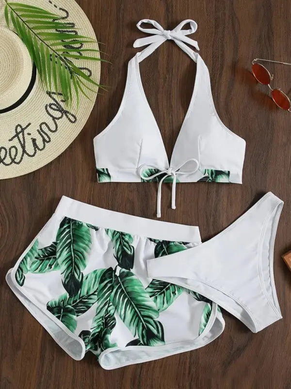 Blue Zone Planet | Lucy's multi-color printed bikini three-piece set BLUE ZONE PLANET