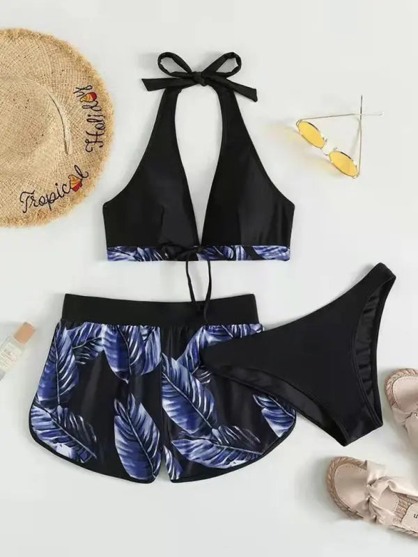 Blue Zone Planet |  Lucy's multi-color printed bikini three-piece set BLUE ZONE PLANET
