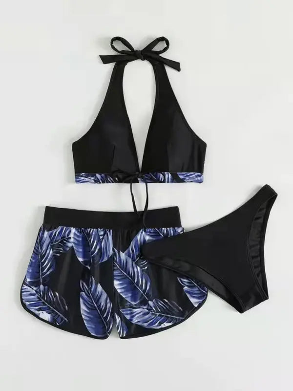Blue Zone Planet | Lucy's multi-color printed bikini three-piece set BLUE ZONE PLANET