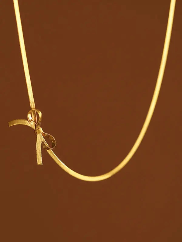 Blue Zone Planet | Niche basic snake bone chain bow fresh and sweet necklace earrings BLUE ZONE PLANET