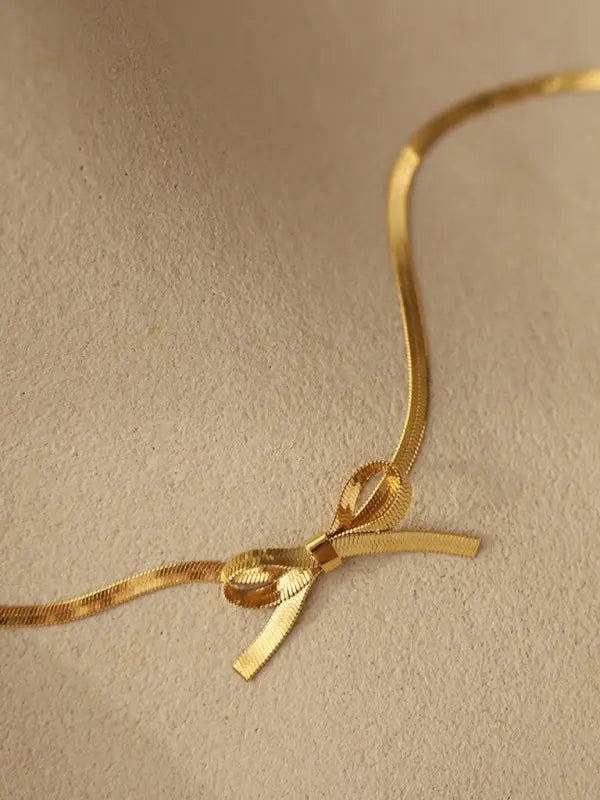 Blue Zone Planet | Niche basic snake bone chain bow fresh and sweet necklace earrings BLUE ZONE PLANET