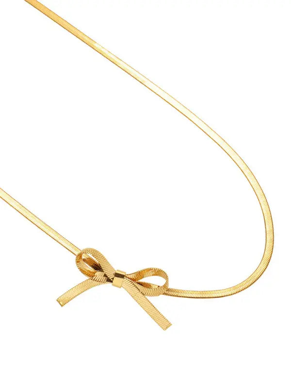 Blue Zone Planet | Niche basic snake bone chain bow fresh and sweet necklace earrings BLUE ZONE PLANET