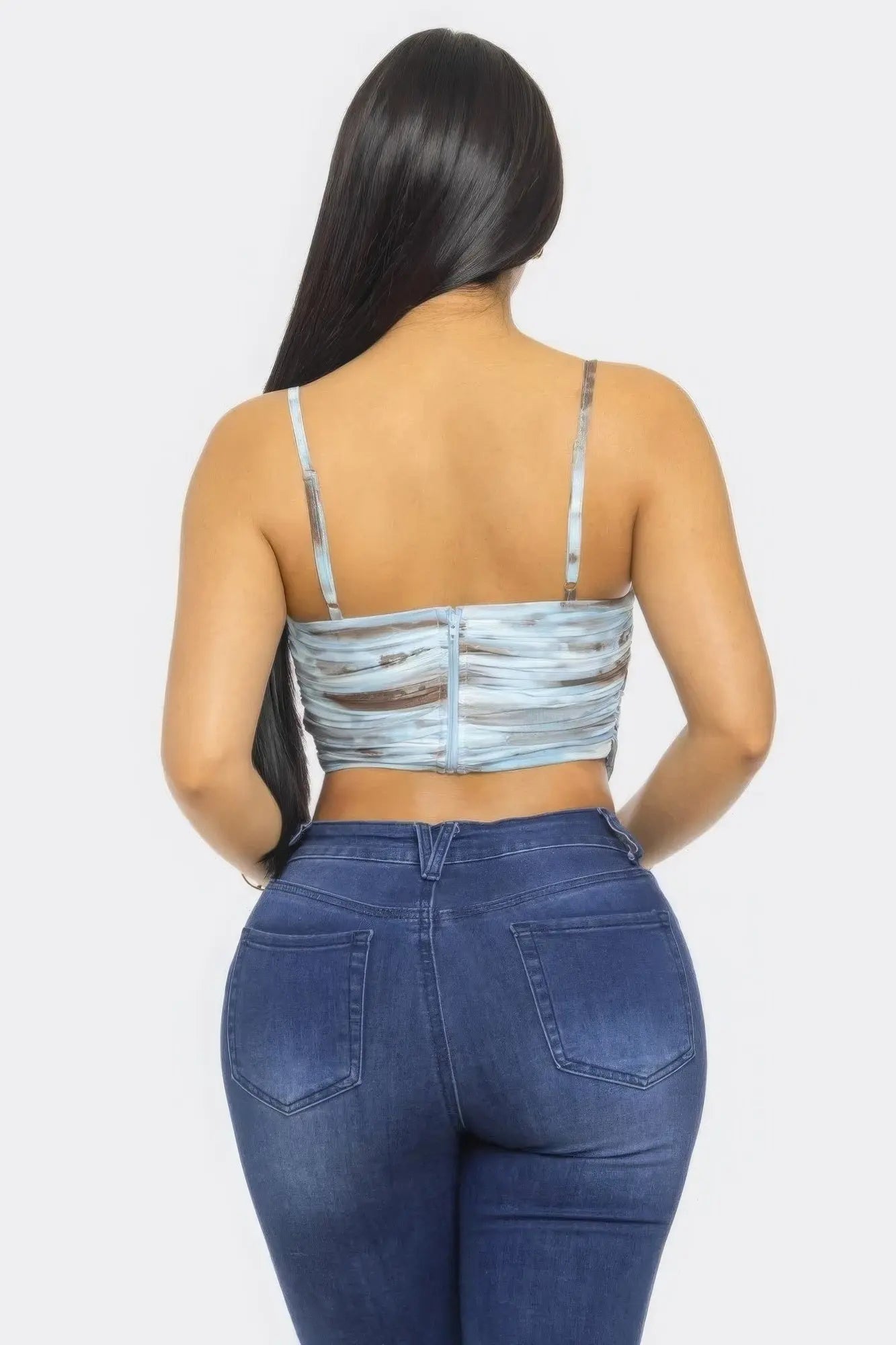 Blue Zone Planet | Nikki's Mesh Print Crop Top Blue Zone Planet