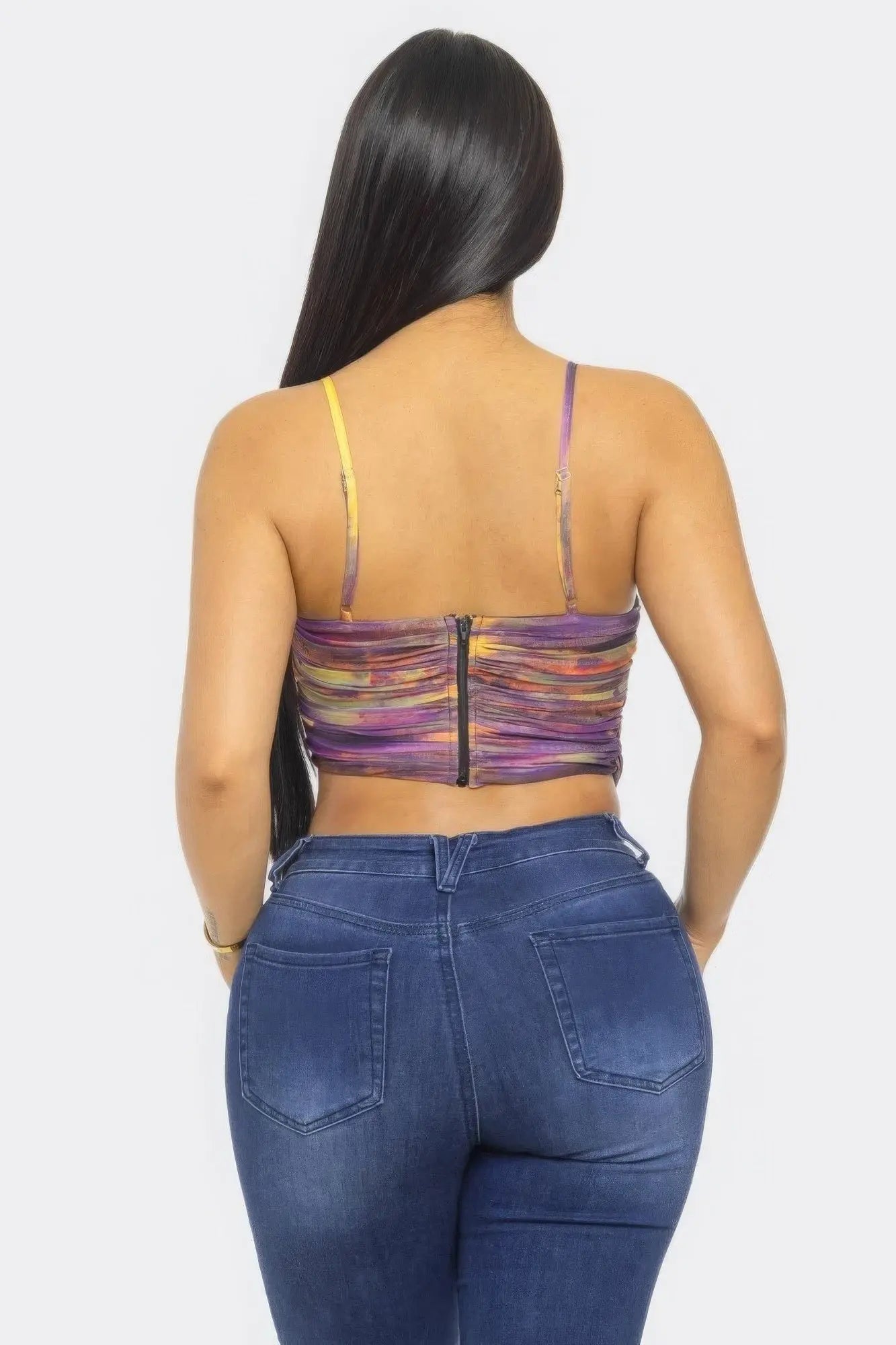 Blue Zone Planet | Nikki's Mesh Print Crop Top Blue Zone Planet