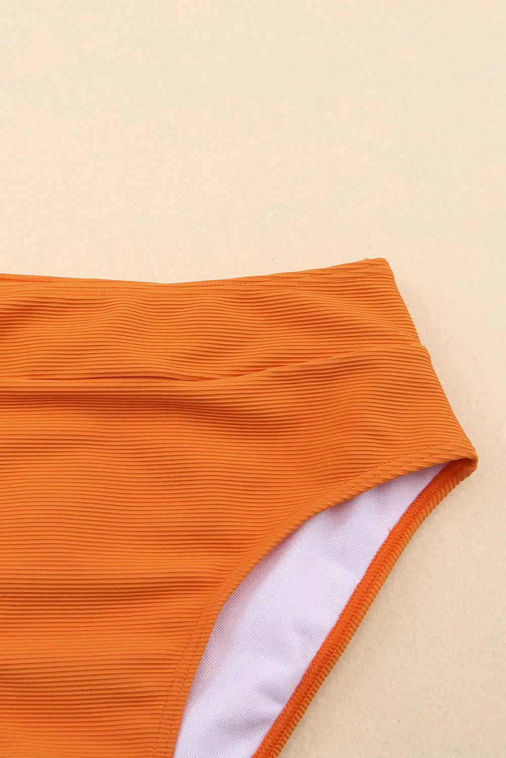 Blue Zone Planet |  Orange Color Block Spaghetti Strap High Waist Bikini Swimsuit Blue Zone Planet