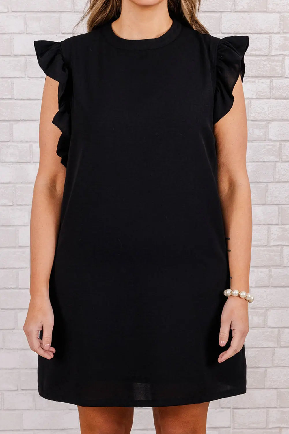 Blue Zone Planet | Plus Size Ruffled Round Neck Cap Sleeve Mini Dress BLUE ZONE PLANET