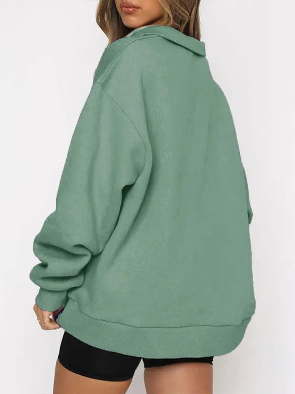 Blue Zone Planet | Pocket Top Half Zip Pullover Long Sleeve Sweatshirt Sweatshirt BLUE ZONE PLANET