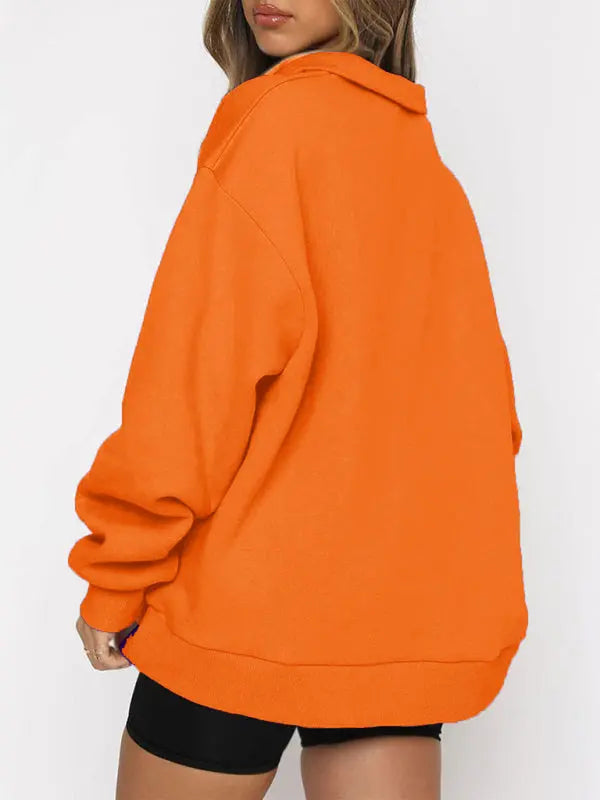 Blue Zone Planet | Pocket Top Half Zip Pullover Long Sleeve Sweatshirt Sweatshirt BLUE ZONE PLANET