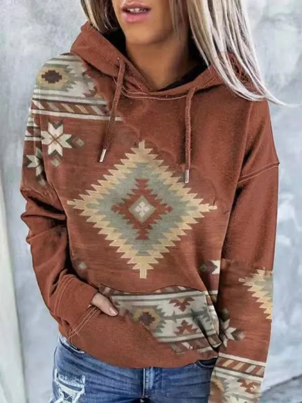 Blue Zone Planet | Positioning print coat top ladies hooded sweater BLUE ZONE PLANET