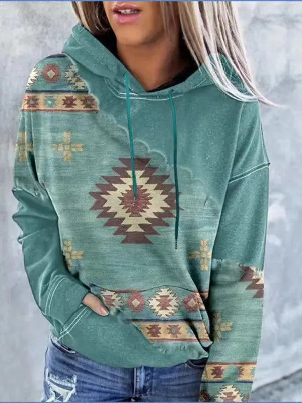 Blue Zone Planet | Positioning print coat top ladies hooded sweater BLUE ZONE PLANET