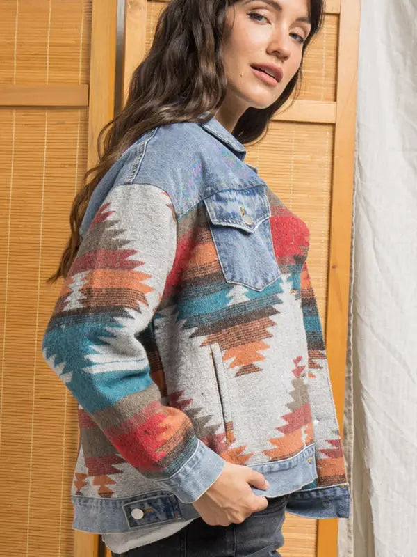 Blue Zone Planet | Retro loose lapel denim jacket BLUE ZONE PLANET