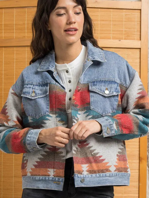 Blue Zone Planet | Retro loose lapel denim jacket BLUE ZONE PLANET